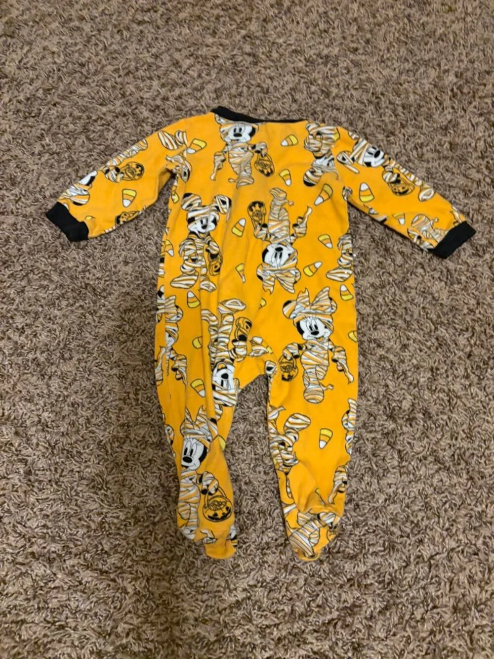 Disney Mickey and Minnie Mouse Halloween Pajama Sleeper 6-9 Months Zip Orange